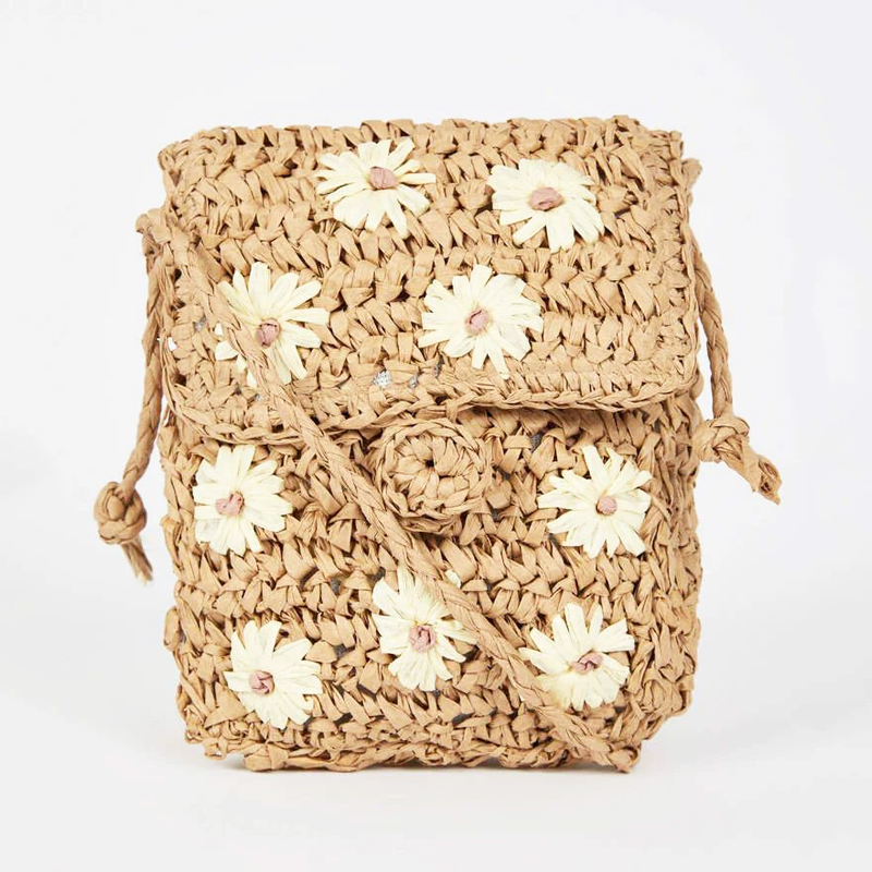 Summer Straw Woven Crossbody Bag For Cellphone And Travel