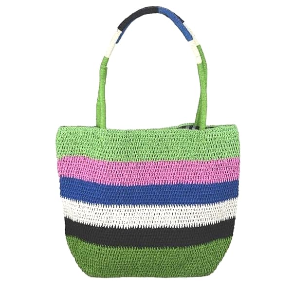tight weave stripped straw tote bag