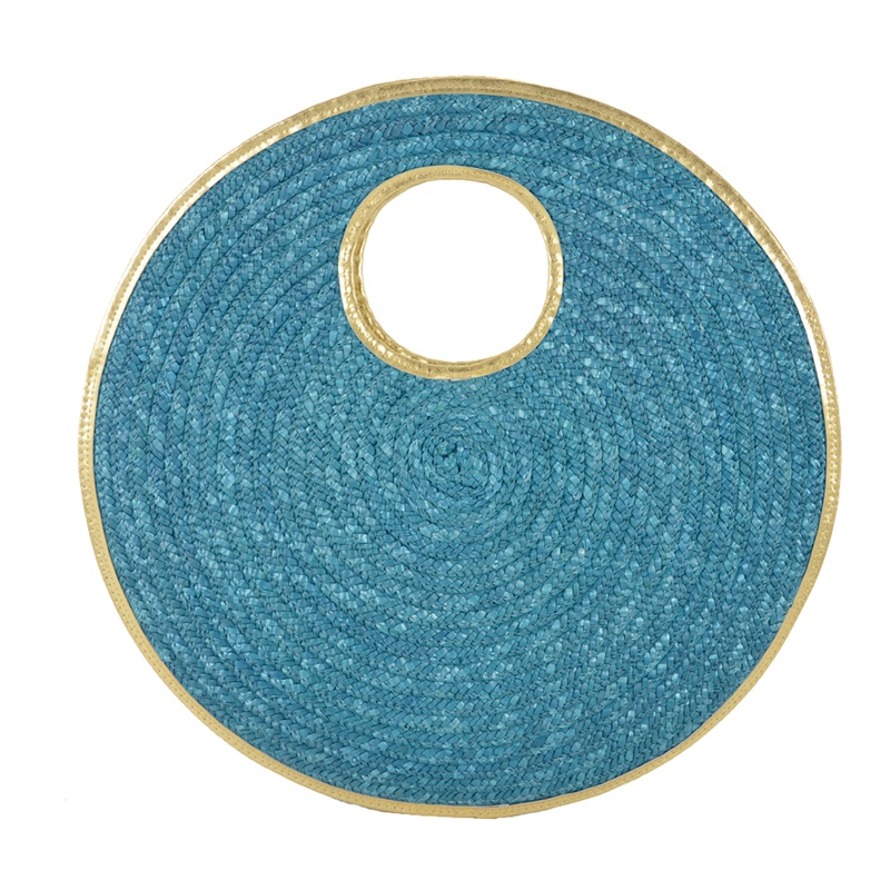 Circular Rattan Bag- Crossbody Round Shoulder Bag-Turquoise – The