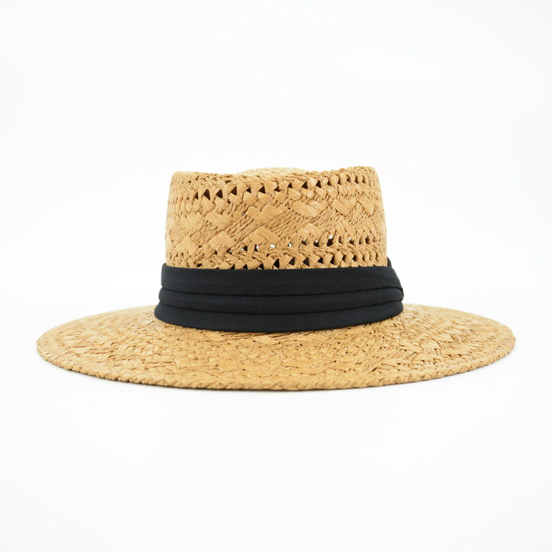 Straw Boater Skimmer Hat for Women