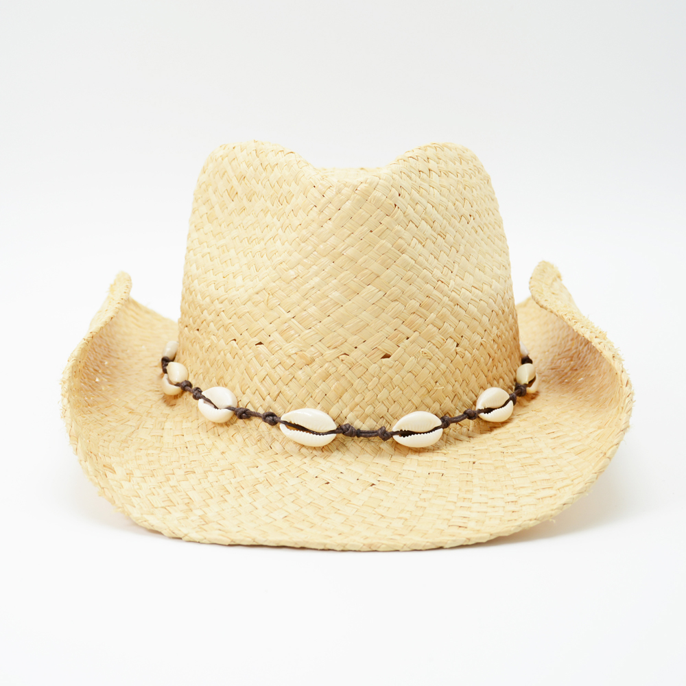 Raffia Cowgirl Hat with Shells Trimmings