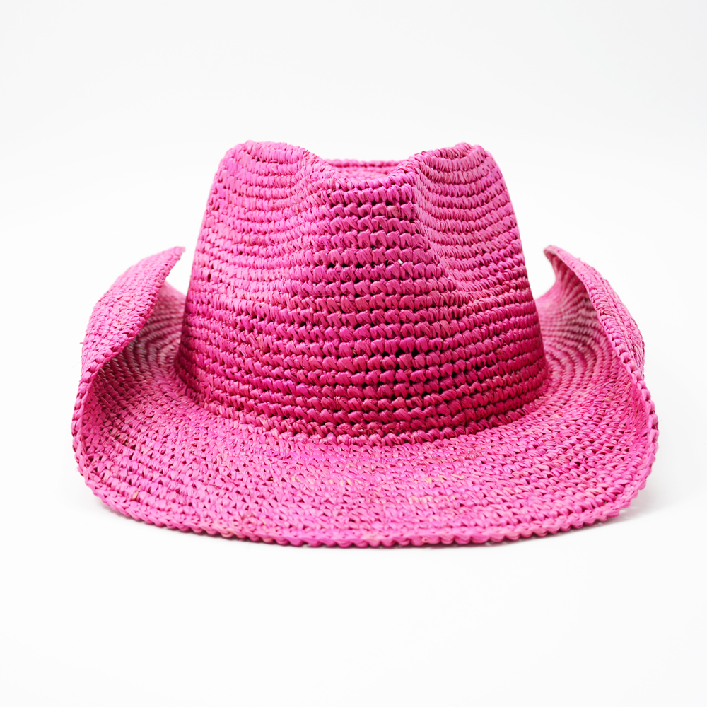 Raspberry Raffia Cowboy Hat