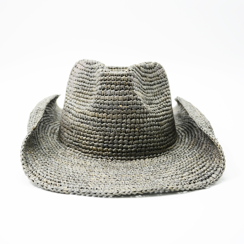 Gray Raffia Cowboy Hat