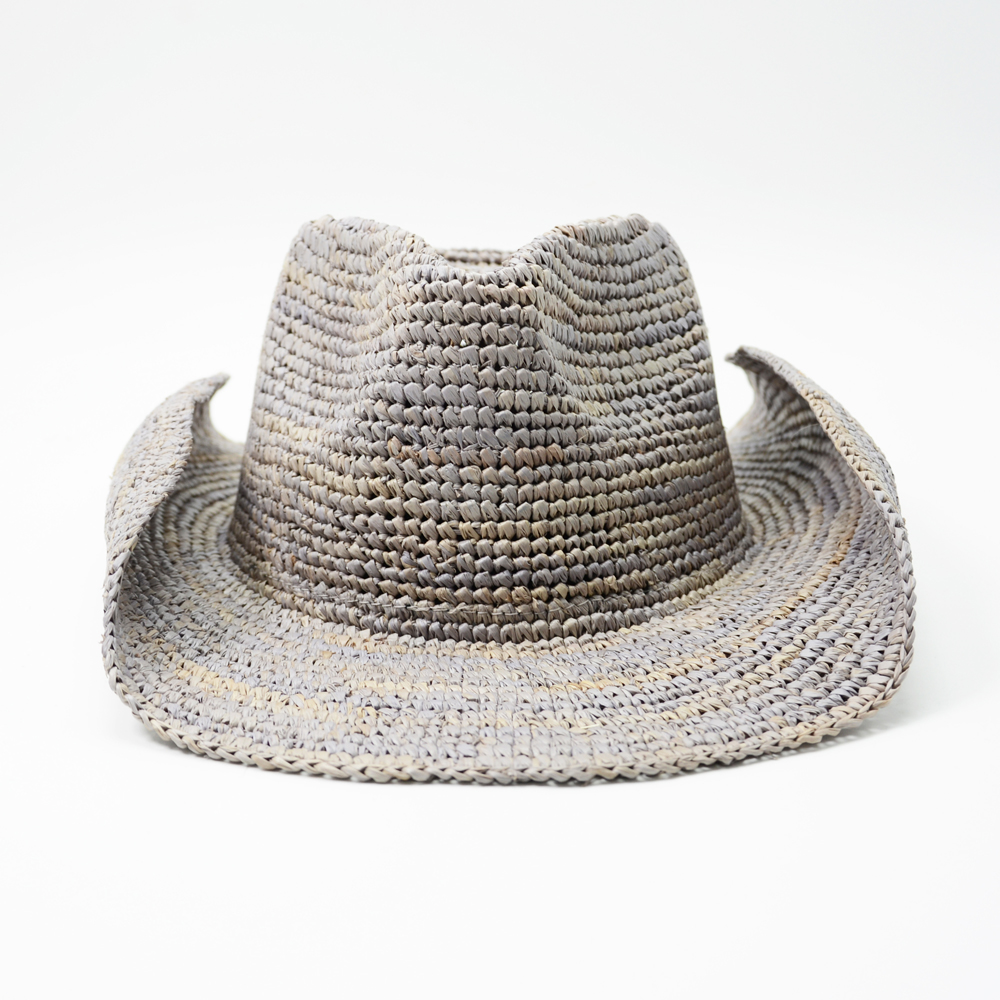 Gray Raffia Cowboy Hat 