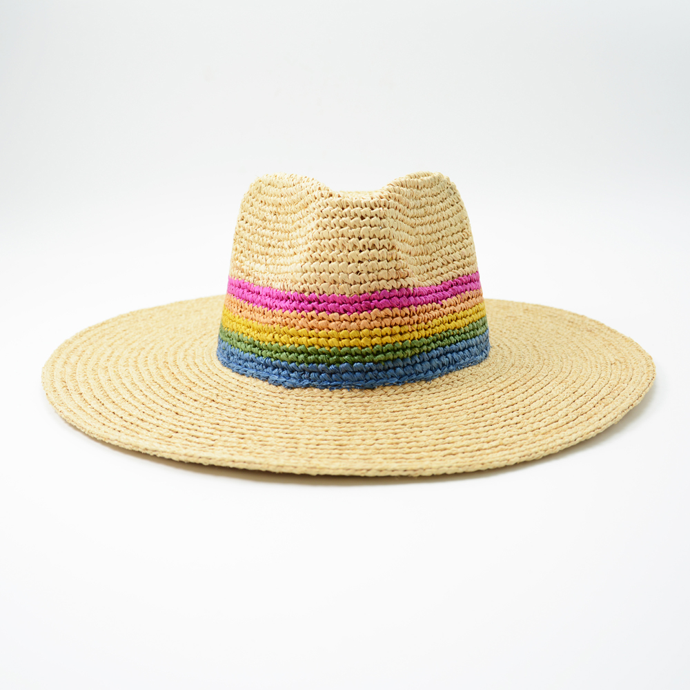 Striped Raffia Cowgirl Hat