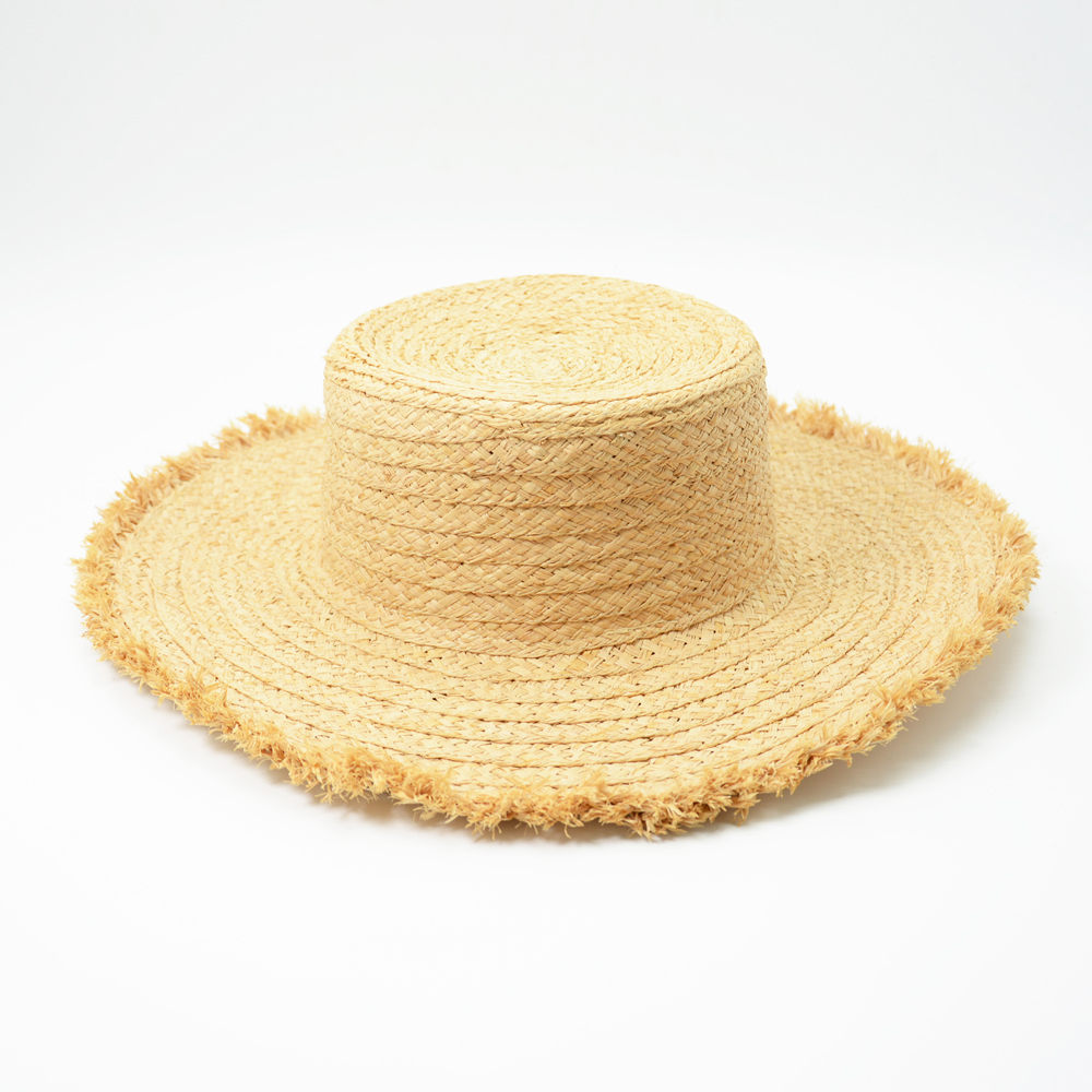 Women straw raffia large brim summer hat 