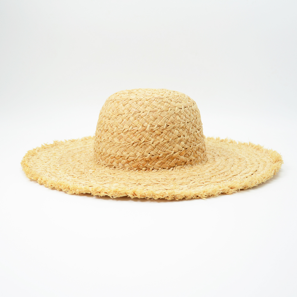 wide brim raffia braid sun hat with embroidery