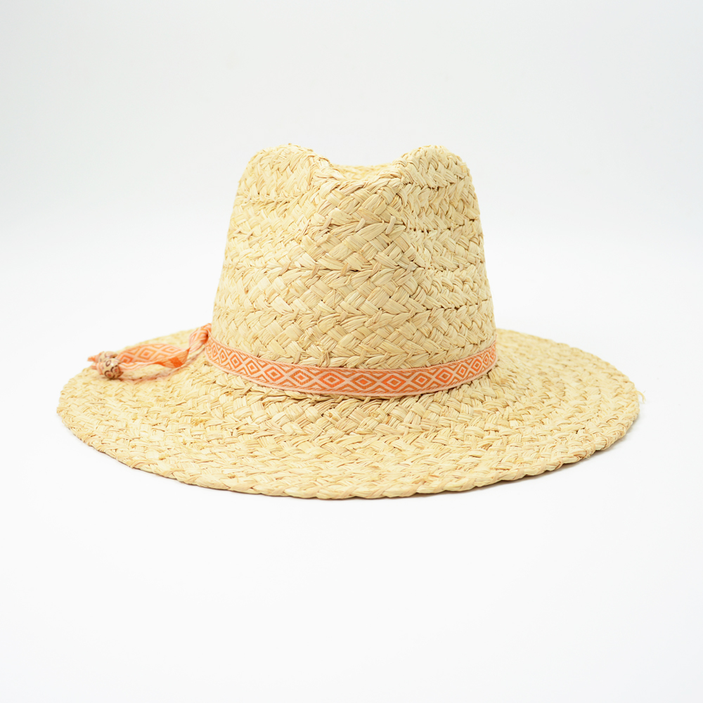 China wide brim raffia braid sun hat with embroidery 