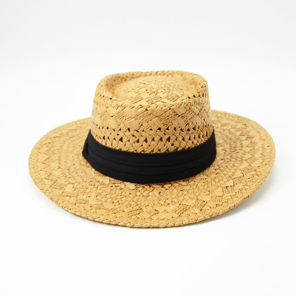 Straw Boater Skimmer Hat for Women