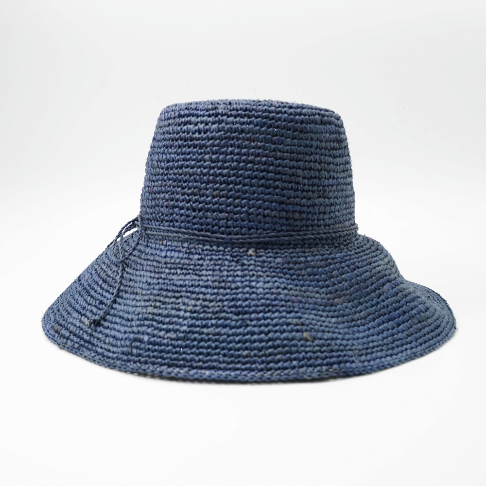 Handmade Crochet Raffia Bucket Hat for Summer