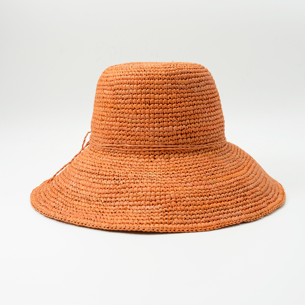 Handmade Crochet Raffia Bucket Hat for Summer