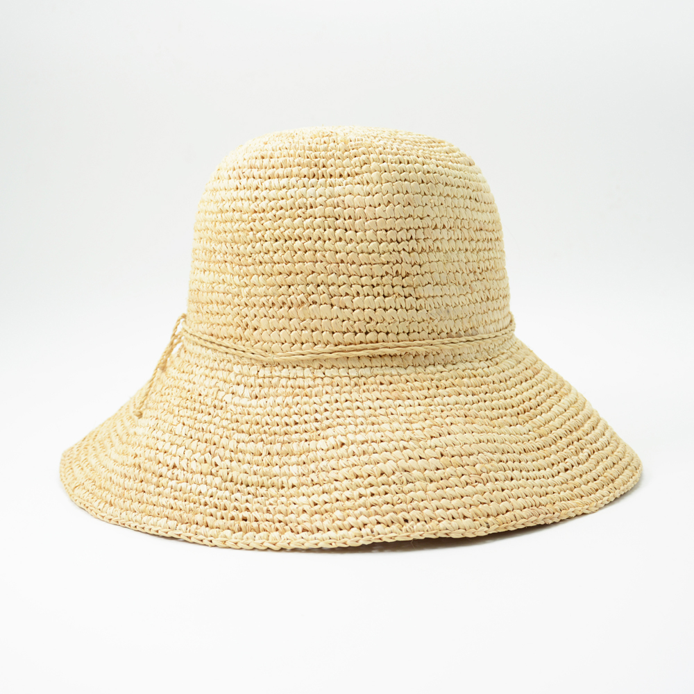 Handmade Crochet Raffia Bucket Hat for Summer