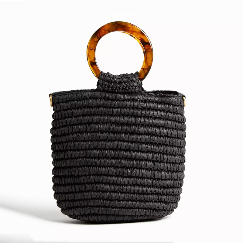 Black Straw Tote